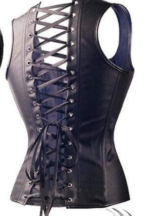 Women's Faux Leather Overbust Corset - Street Dreams USA