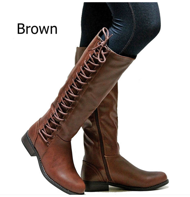 Women's Lace-up Knee High Boots - Street Dreams USA