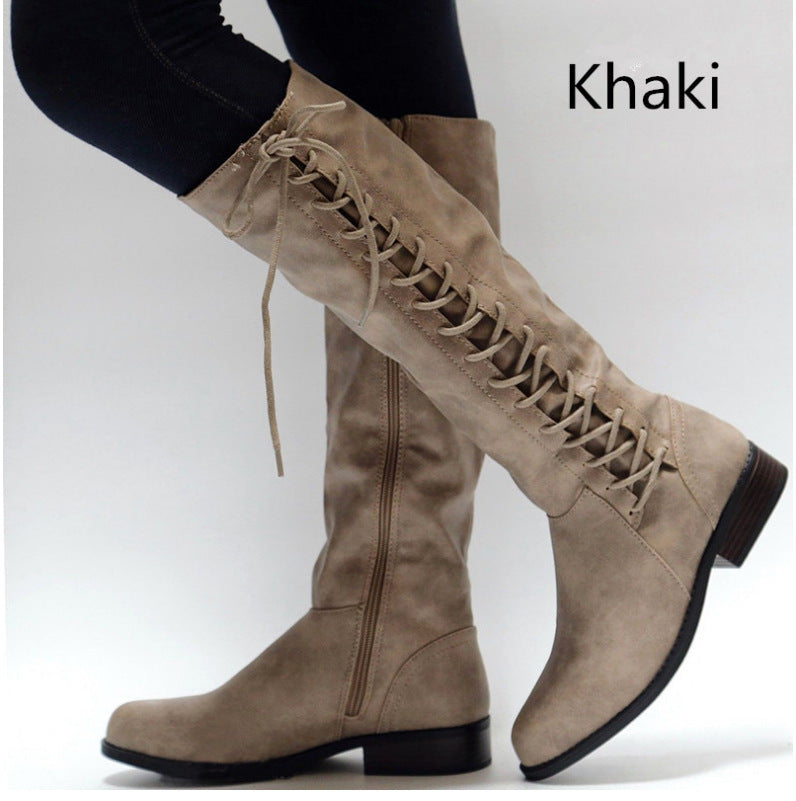 Women's Lace-up Knee High Boots - Street Dreams USA