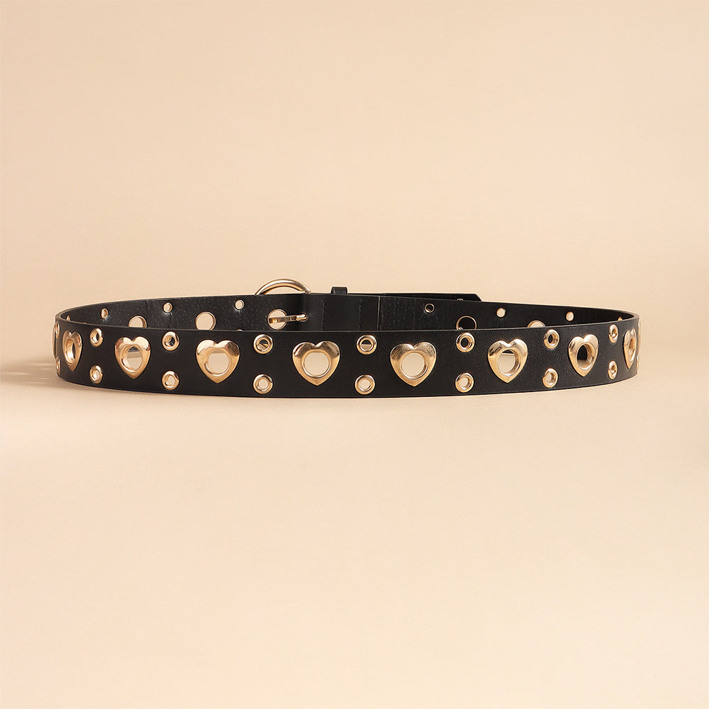 Women's Heart Cutout Black Belt - Street Dreams USA