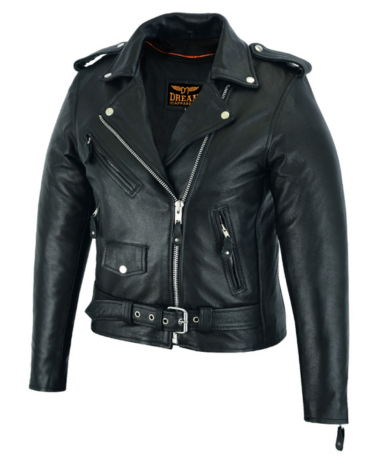 Women's Classic Leather Motorcycle Jacket