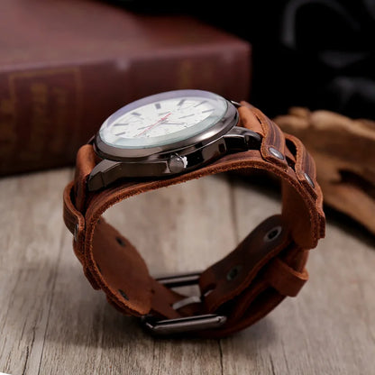 Men's Retro Style Genuine Leather Wristwatch