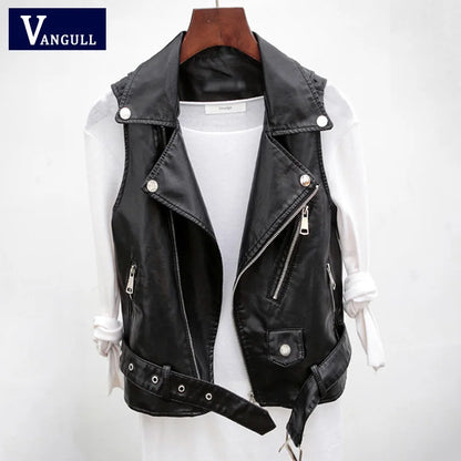 Women's Faux Leather Motorcycle Vest - Street Dreams USA