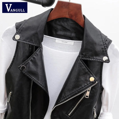 Women's Faux Leather Motorcycle Vest - Street Dreams USA