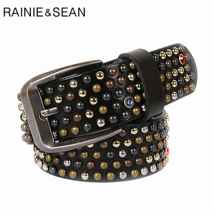 Genuine Italian Leather Studded Belt