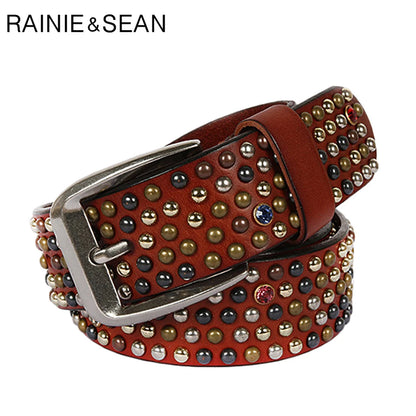 Genuine Italian Leather Studded Belt