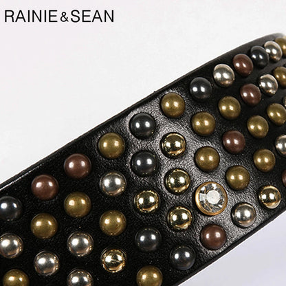 Genuine Italian Leather Studded Belt