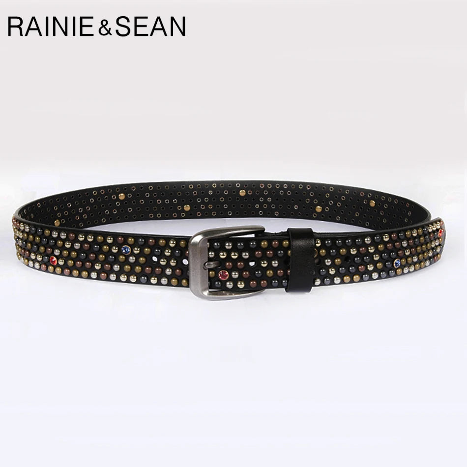 Genuine Italian Leather Studded Belt