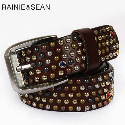 Genuine Italian Leather Studded Belt