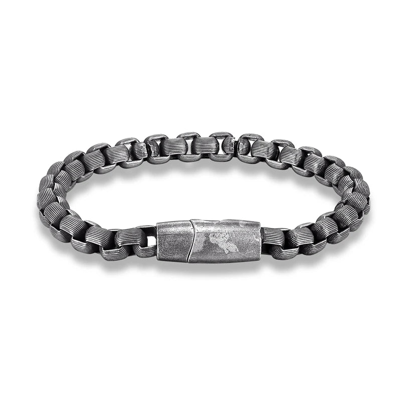 Men's Vintage Oxidized Black Box Link Chain Bracelet Online