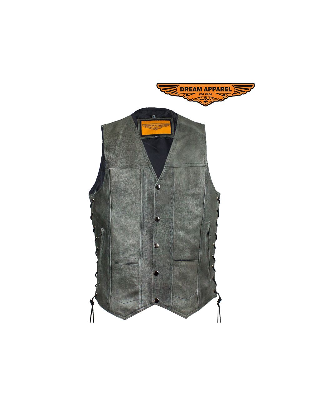 Men's Gray Club Vest with Concealed Carry Pockets & Side Laces