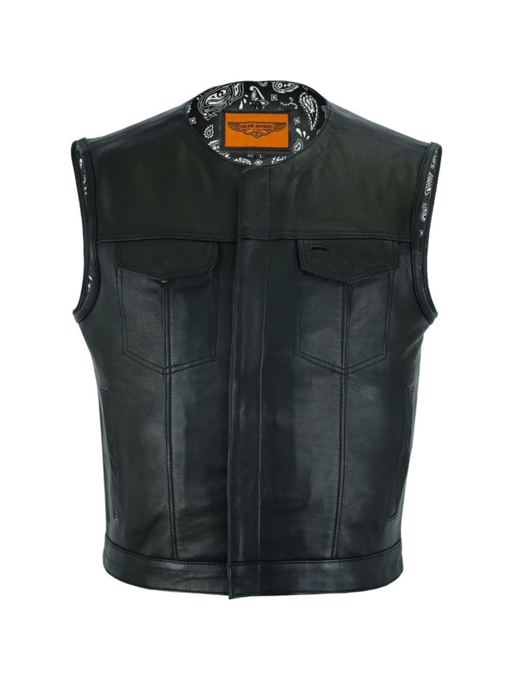 Men's Club Vest With Black Paisley Liner, Front Zipper & Concealed Carry Pockets