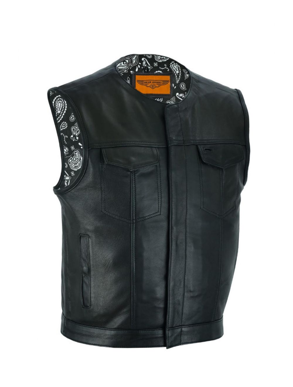 Men's Club Vest With Black Paisley Liner, Front Zipper & Concealed Carry Pockets