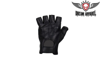 Men's Deer Skin Leather Fingerless Riding Gloves