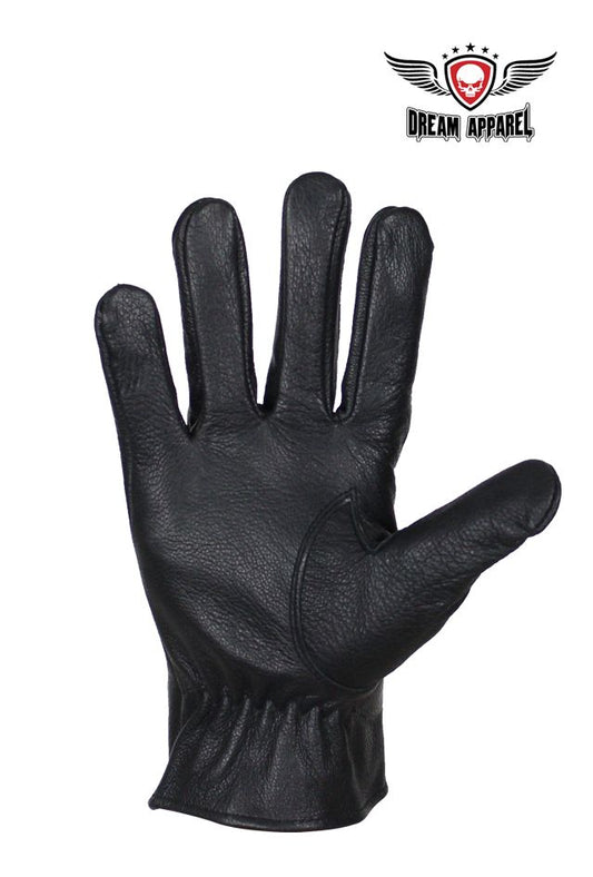 Men's Black Deer Skin Leather Gloves W/ Zipper