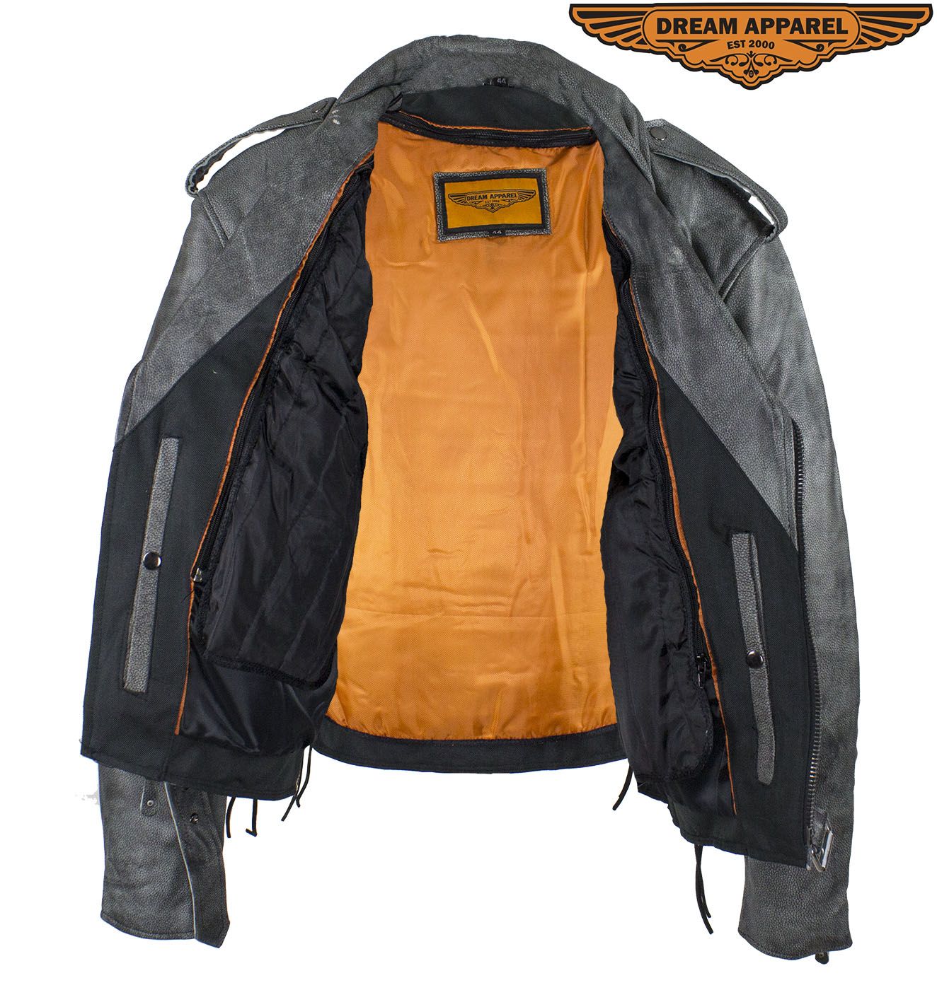 Men's Gray Motorcycle Jacket With Gun Pockets