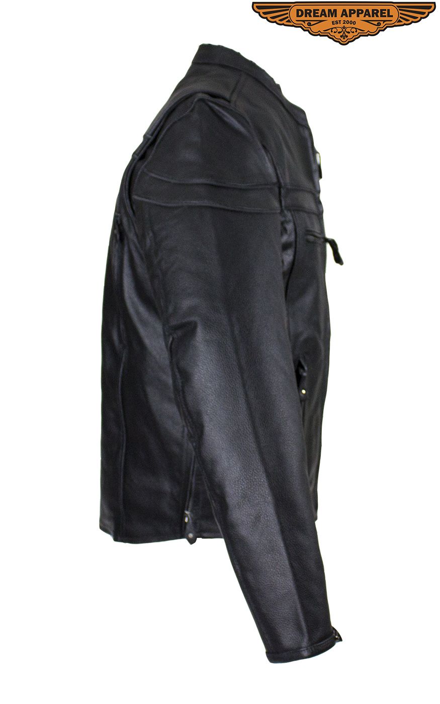 Men's Reflective Leather Concealed Carry Jacket