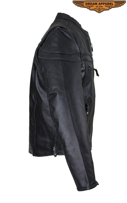 Men's Reflective Leather Concealed Carry Jacket