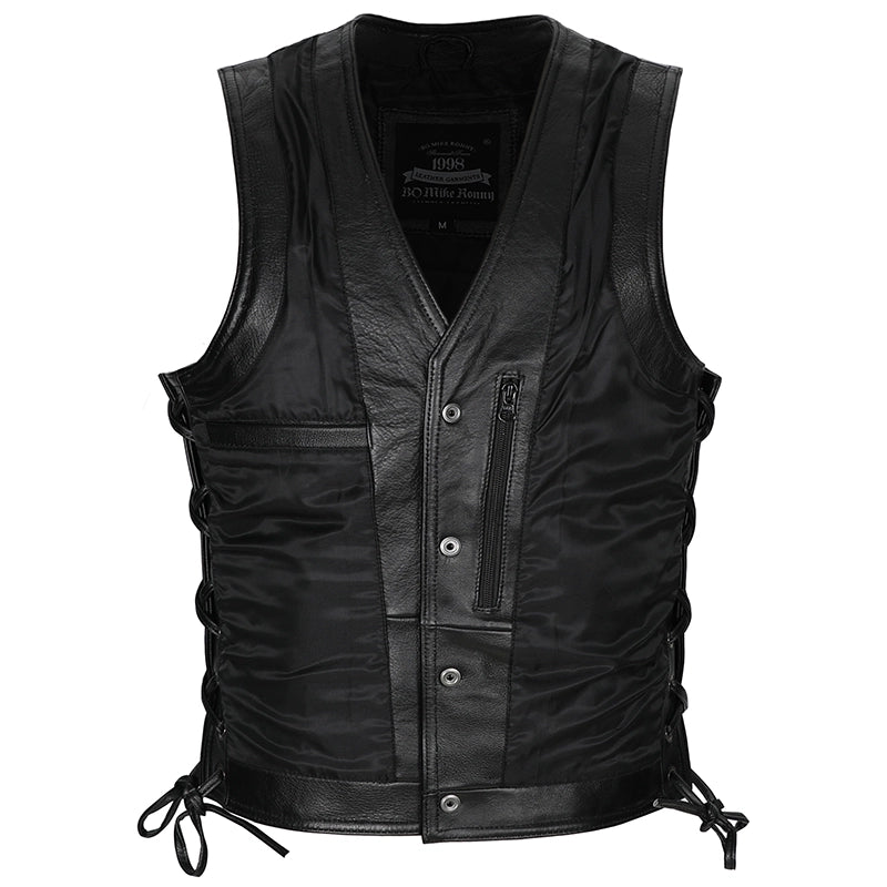 Harley Cowhide Cross Motorcycle Vest - Bike Lovers Skull Jacket 2024