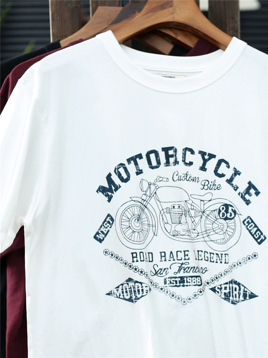 Men's Retro Motorcycle Print Short Sleeve T-shirt - Summer Top 2024