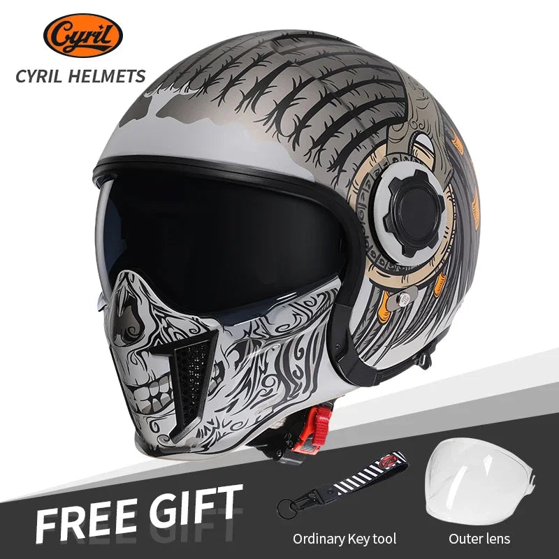 3/4 Face DOT Certified Motorcycle Helmet with Dual Visor Lens 2024