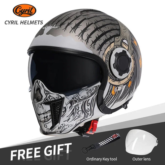 3/4 Face DOT Certified Motorcycle Helmet with Dual Visor Lens 2024