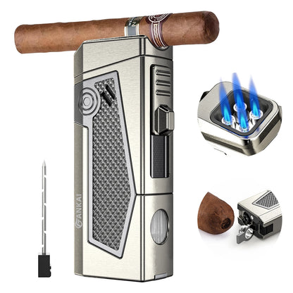 Cigar Torch Lighter with Punch, Holder & Draw Enhancer Online