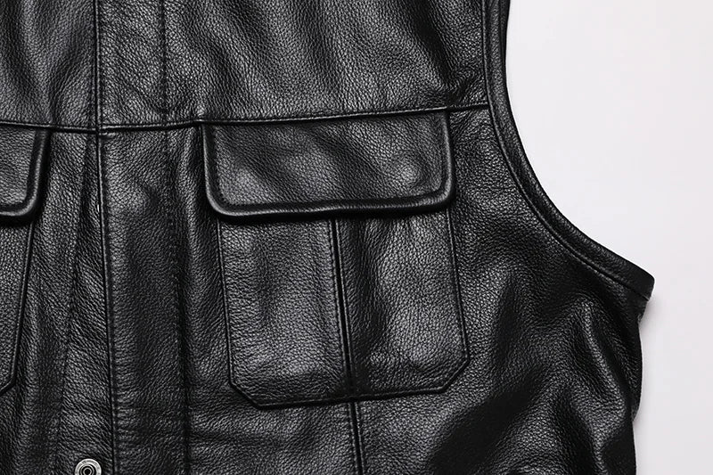 Men's Classic Sons of Anarchy Style Leather Motorcycle Vest - Street Dreams USA