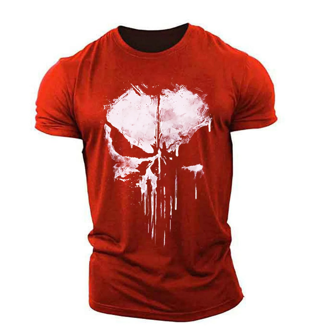 Men's Punisher Skull Print T-shirt - Summer Short Sleeves Top 2024