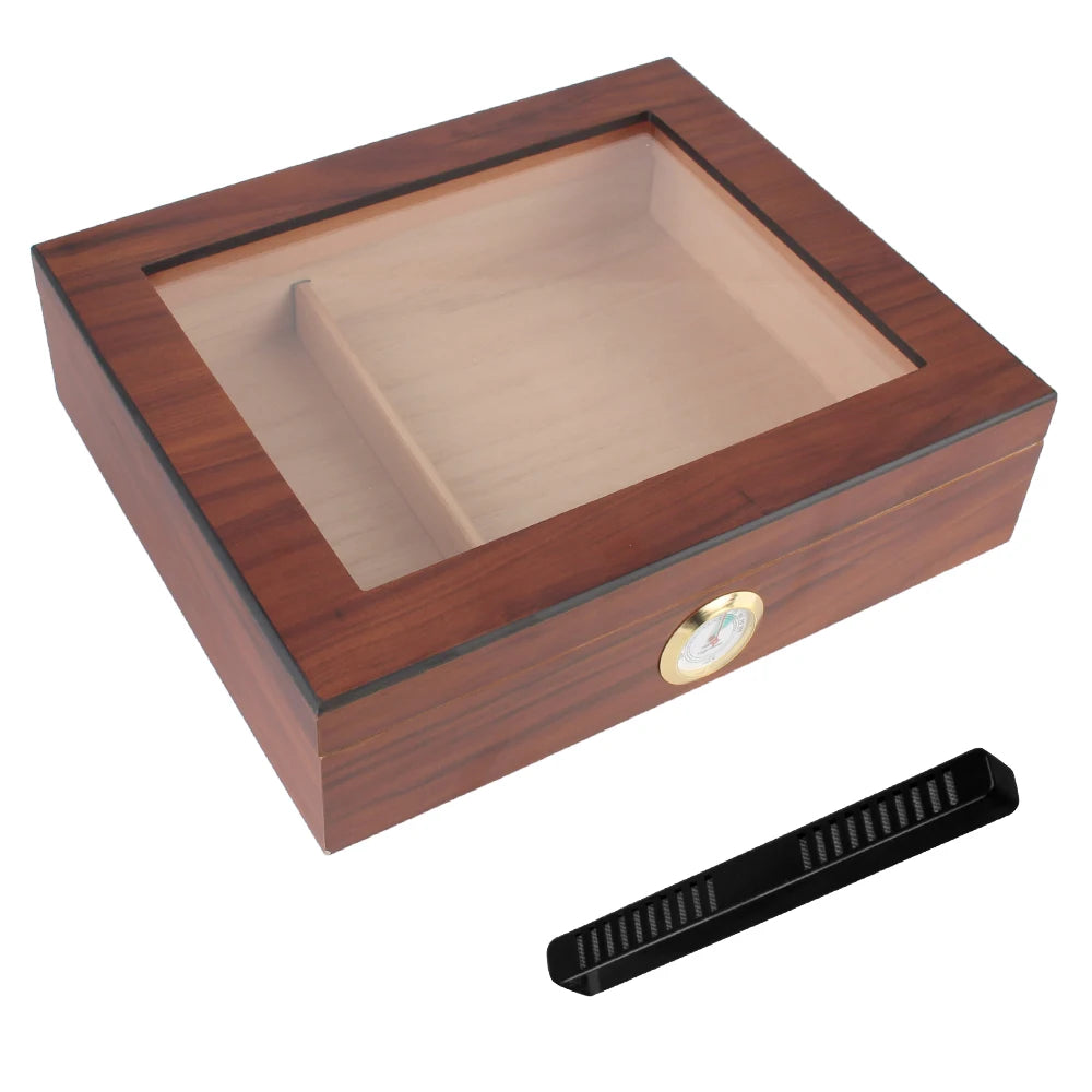 Cedar Wood Cigar Box With Hygrometer Humidifier - Cigar Accessories