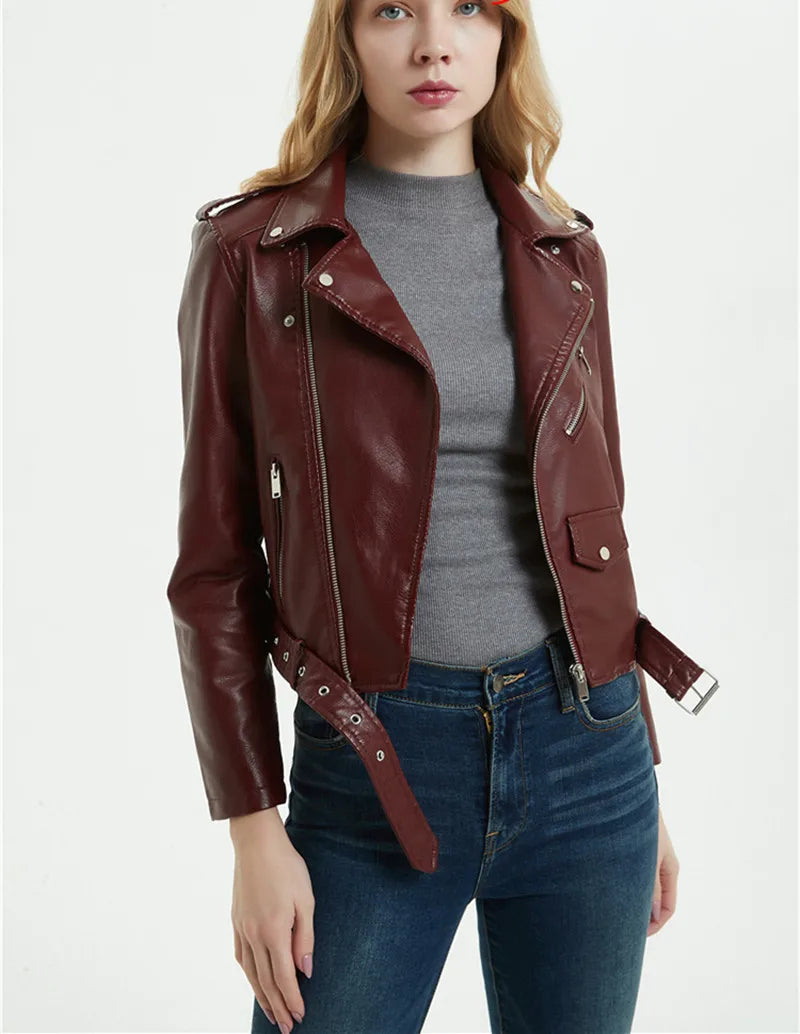 Women's Asymmetrical Faux Leather Jacket - Street Dreams USA