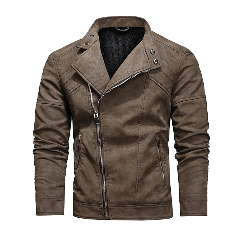 Men's Military Style Leather Motorcycle Jacket - Bikers Jacket 2024