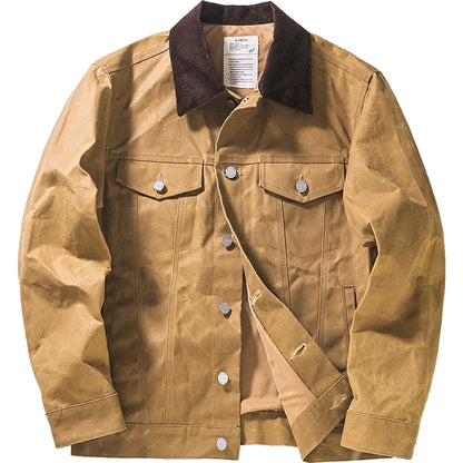 Men's Vintage Oil-waxed Jacket - Khaki Waterproof Jacket 2024