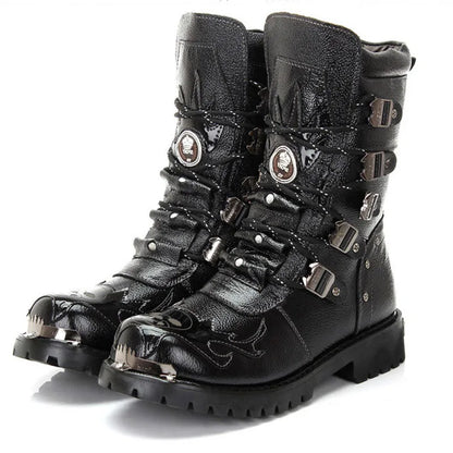 Leather Punk Style Motorcycle Boots - Street Dreams USA