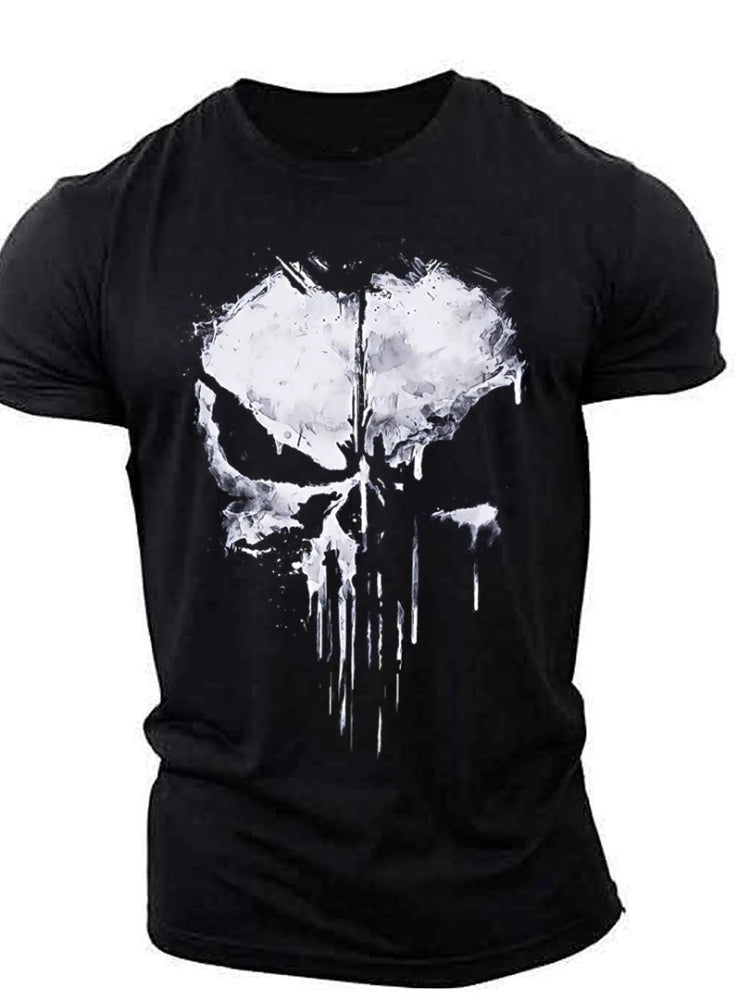 Men's Punisher Skull Print T-shirt - Summer Short Sleeves Top 2024