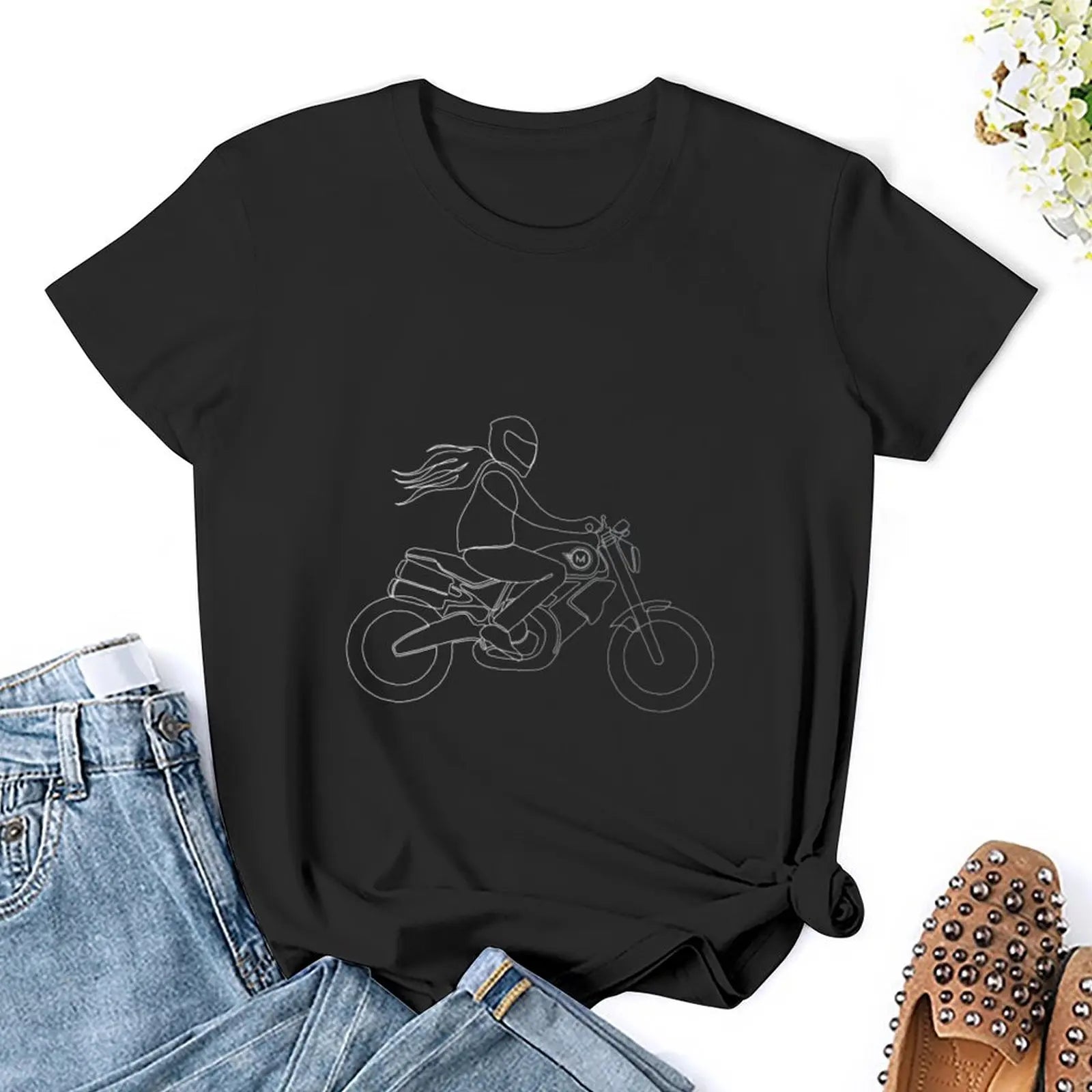 Ladies Motorcycle Rider T-shirt - Street Dreams USA