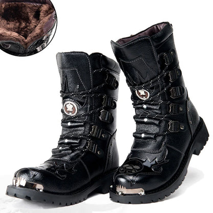 Leather Punk Style Motorcycle Boots - Street Dreams USA