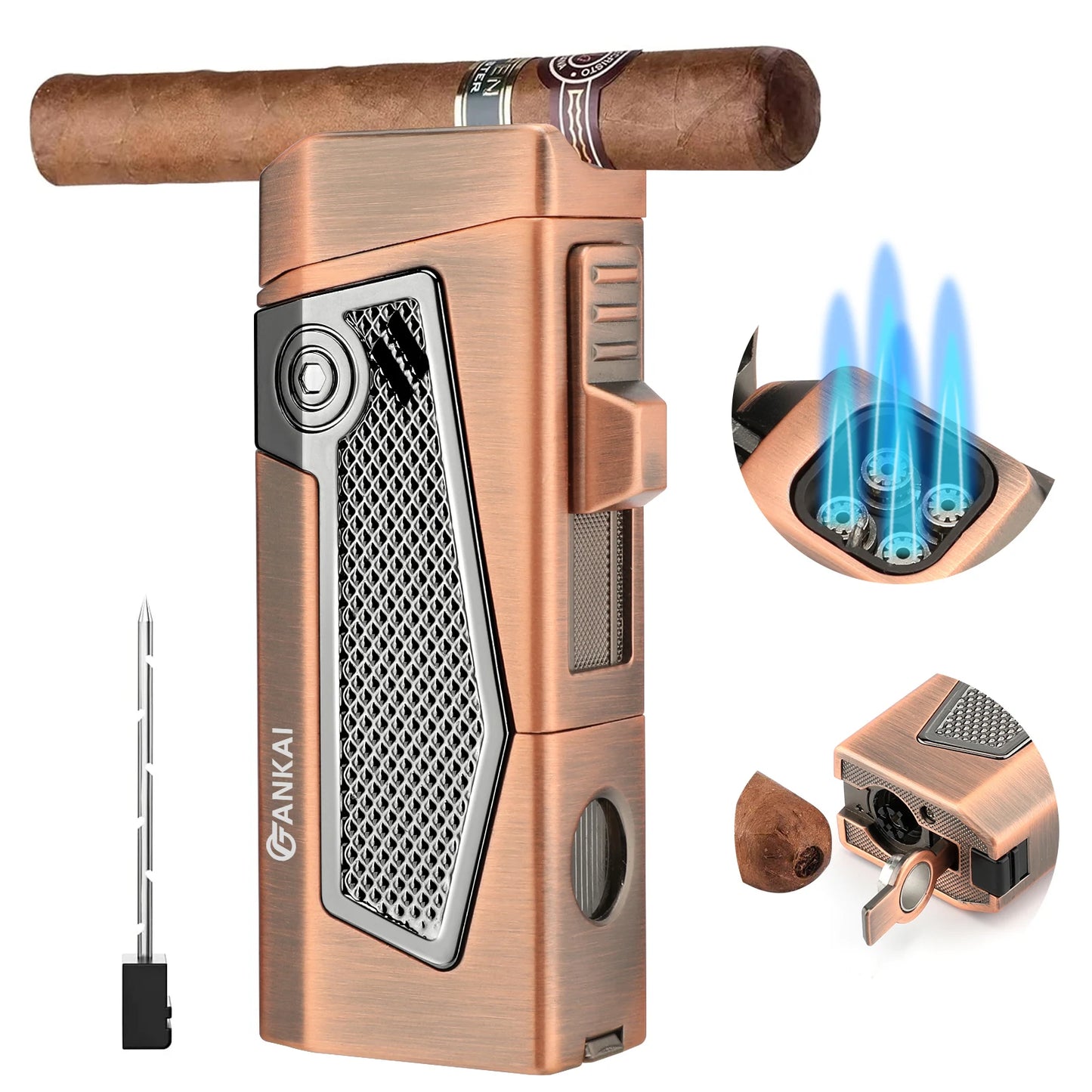 Cigar Torch Lighter with Punch, Holder & Draw Enhancer Online