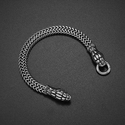 Retro Stainless Steel Double Snake Head Bracelet - Street Dreams USA