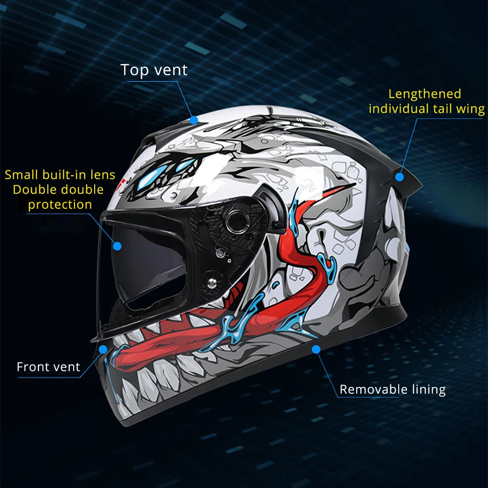 Carbon Fiber Full Face Motorcycle Helmet DOT Approved - Street Dreams USA