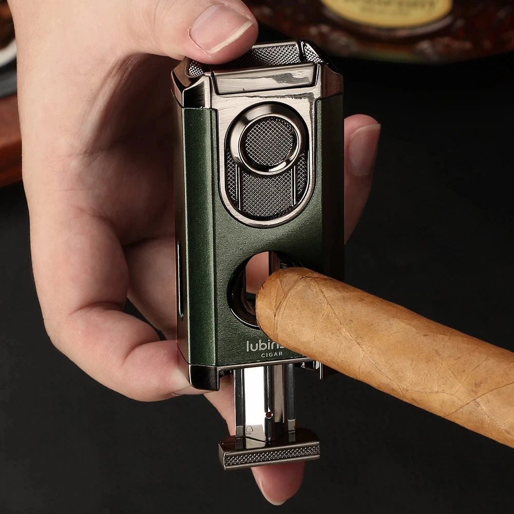 LUBINSKI 2-in-1 Metal Butane Torch Lighter & V-shaped Cigar Cutter - Street Dreams USA