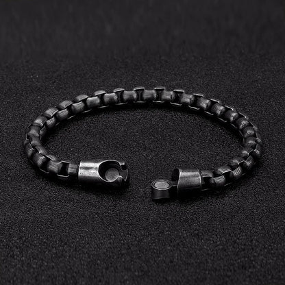 Men's Vintage Oxidized Black Box Link Chain Bracelet Online