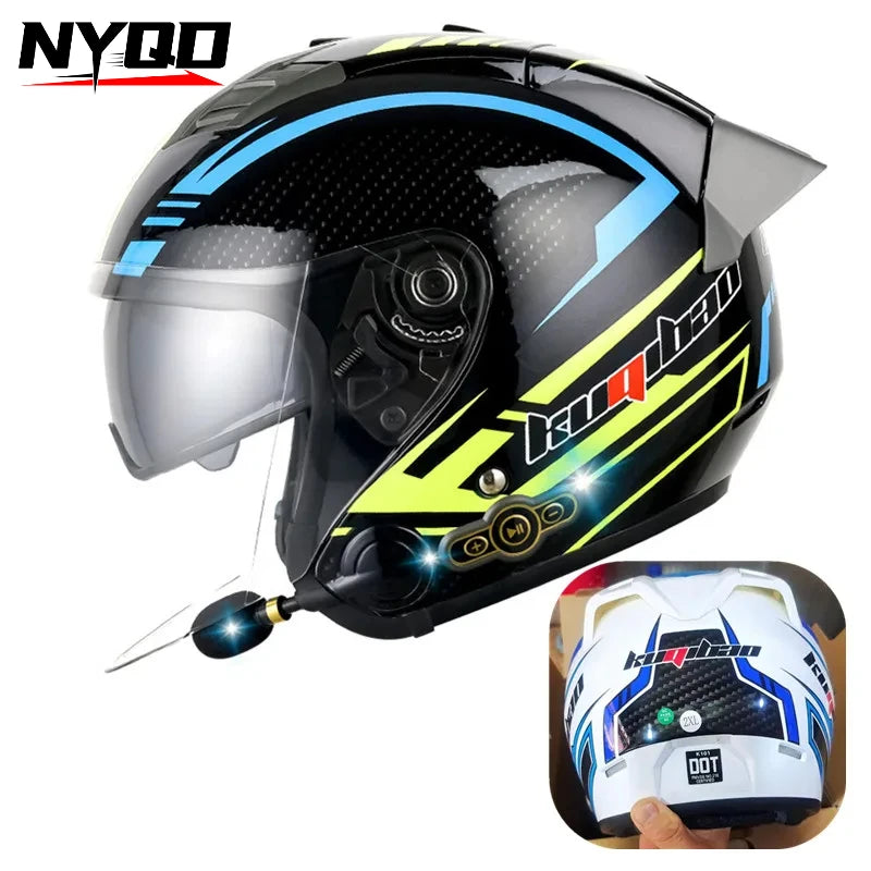 3/4 Motorcycle Helmet with Bluetooth and Detachable Liner Online