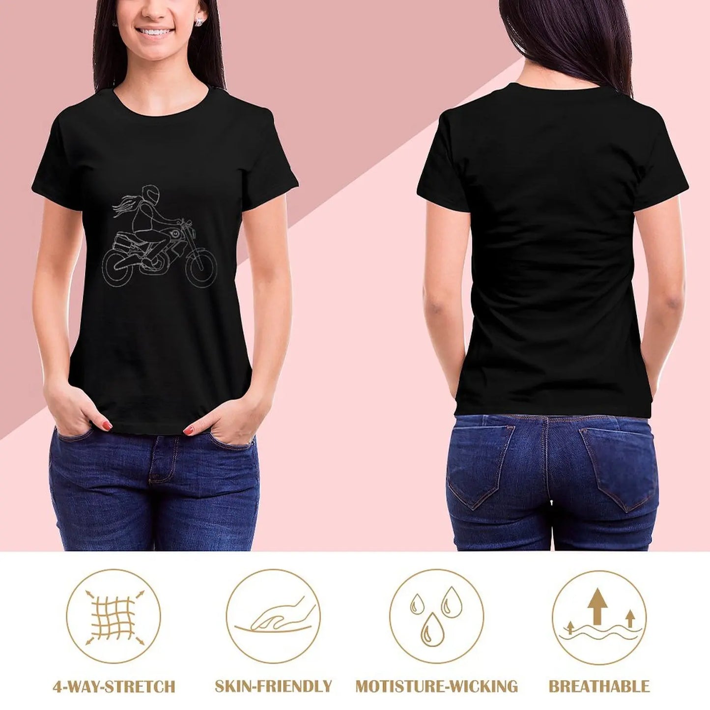 Ladies Motorcycle Rider T-shirt - Street Dreams USA