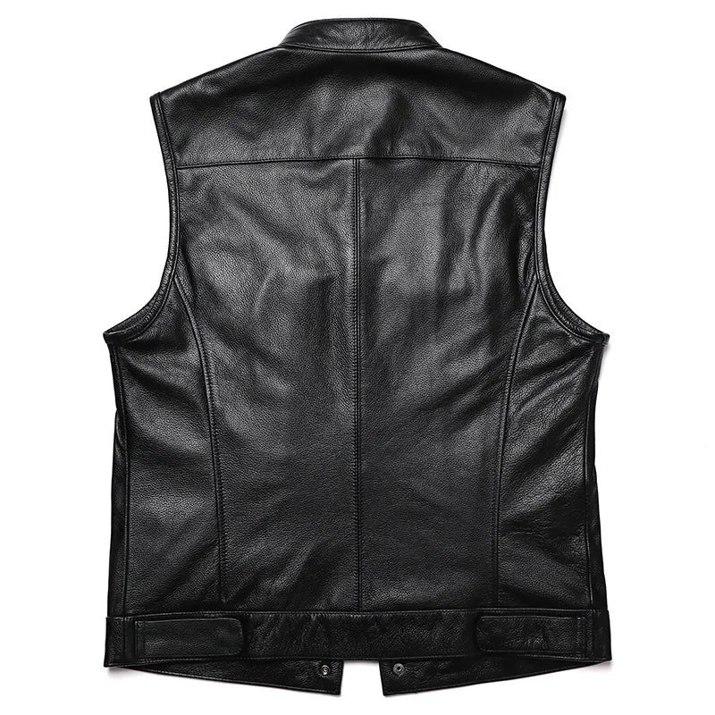 Men's Classic Sons of Anarchy Style Leather Motorcycle Vest - Street Dreams USA