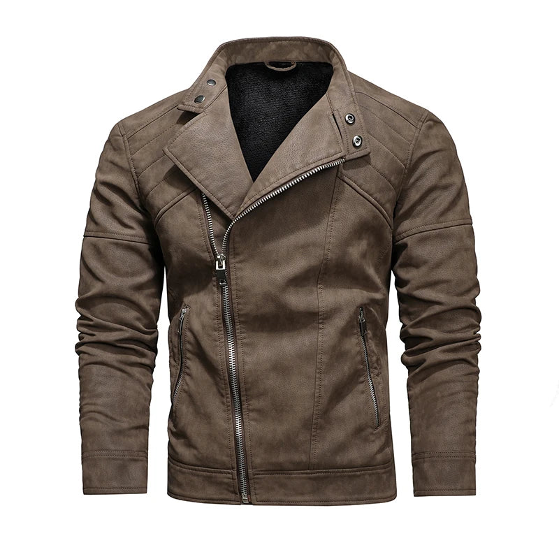 Men's Military Style Leather Motorcycle Jacket - Bikers Jacket 2024