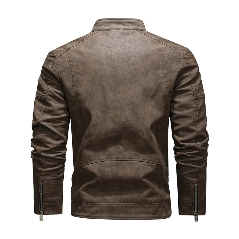 Men's Military Style Leather Motorcycle Jacket - Bikers Jacket 2024