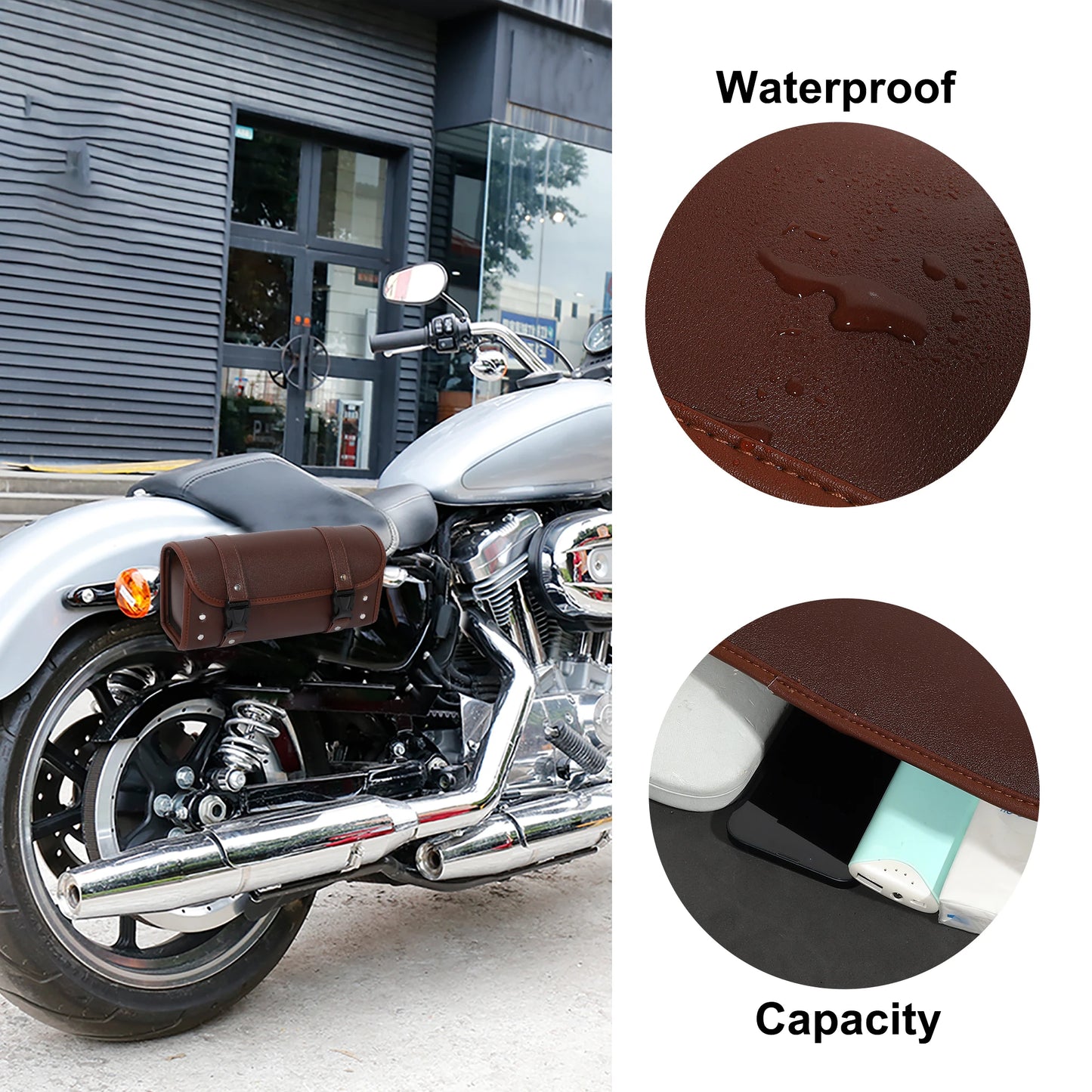 Faux Leather Motorcycle Handlebar Tool Bag - Bike Storage Bag Online