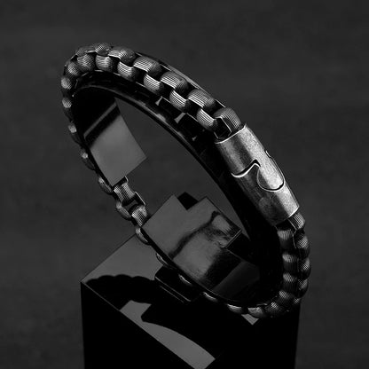 Men's Vintage Oxidized Black Box Link Chain Bracelet Online