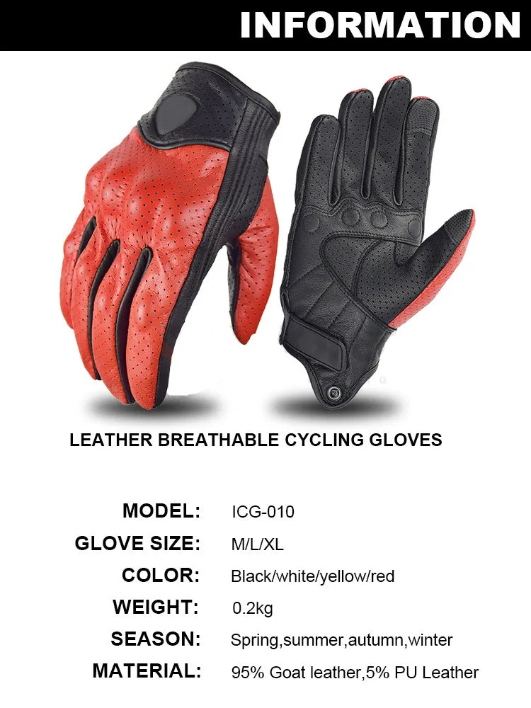 Goat Skin Leather Unisex Motorcycle Gloves - Bike Gears Online